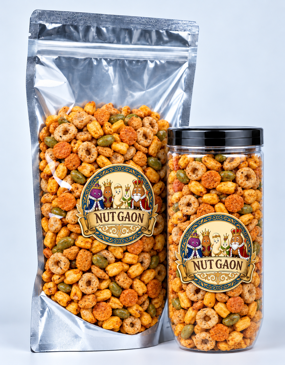Nutgaon Mexican Bites in a transparent pouch and jar