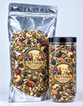 Nutgaon Trail Mix in a transparent pouch and jar