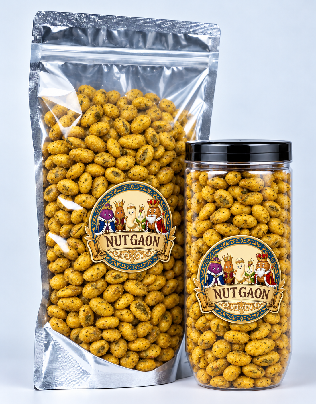 Nutgaon Lemon Delight Edamame in a transparent pouch and jar