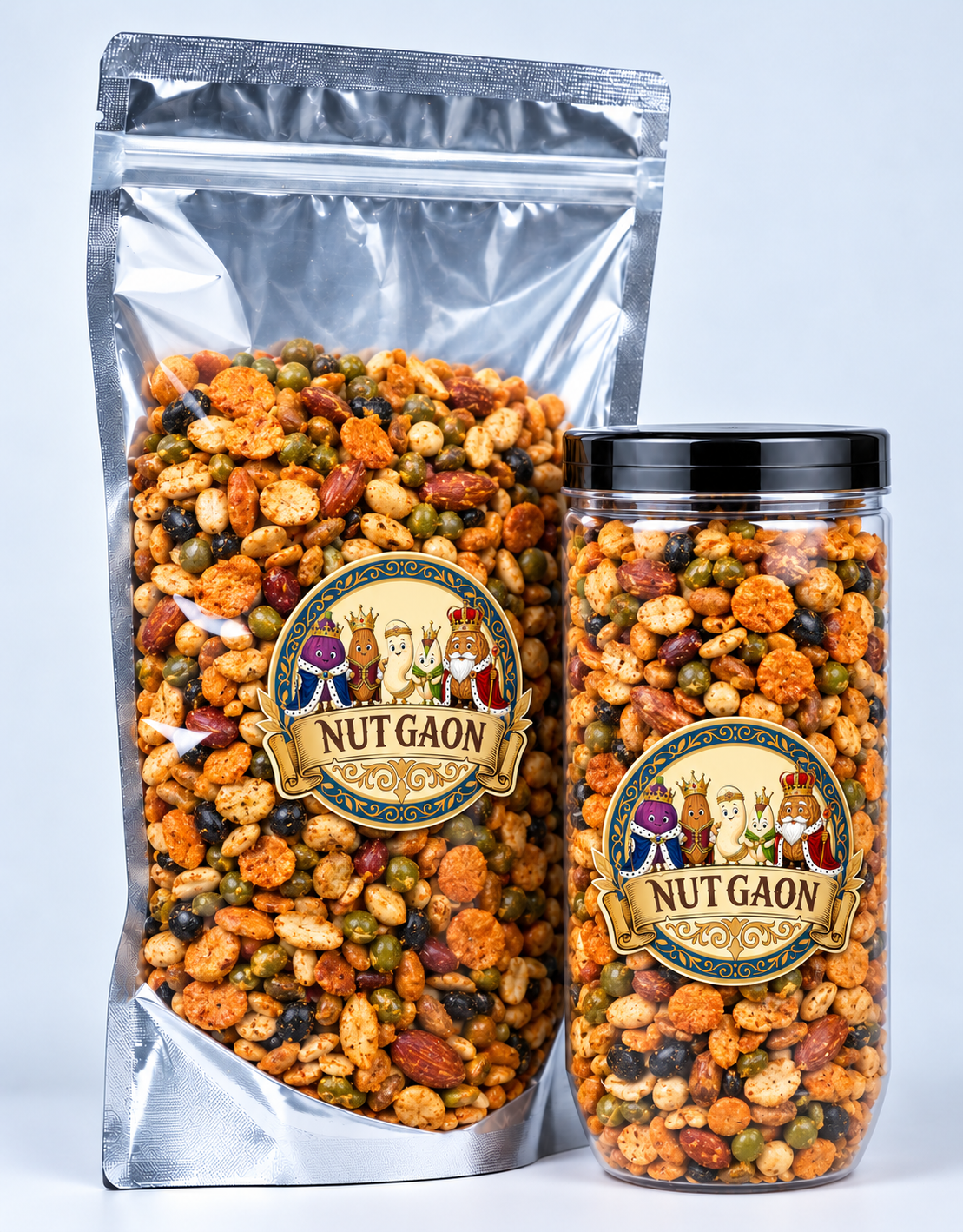 Nutgaon Protein Booster in a transparent pouch and jar